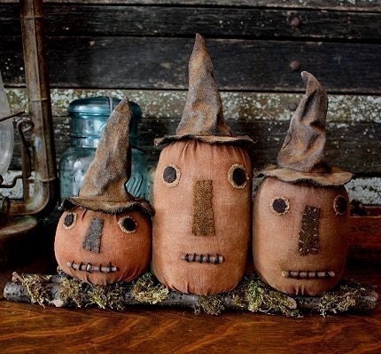 Primitive Folk Art Halloween Witch Pumpkin Shelf Sitter E-PATTERN