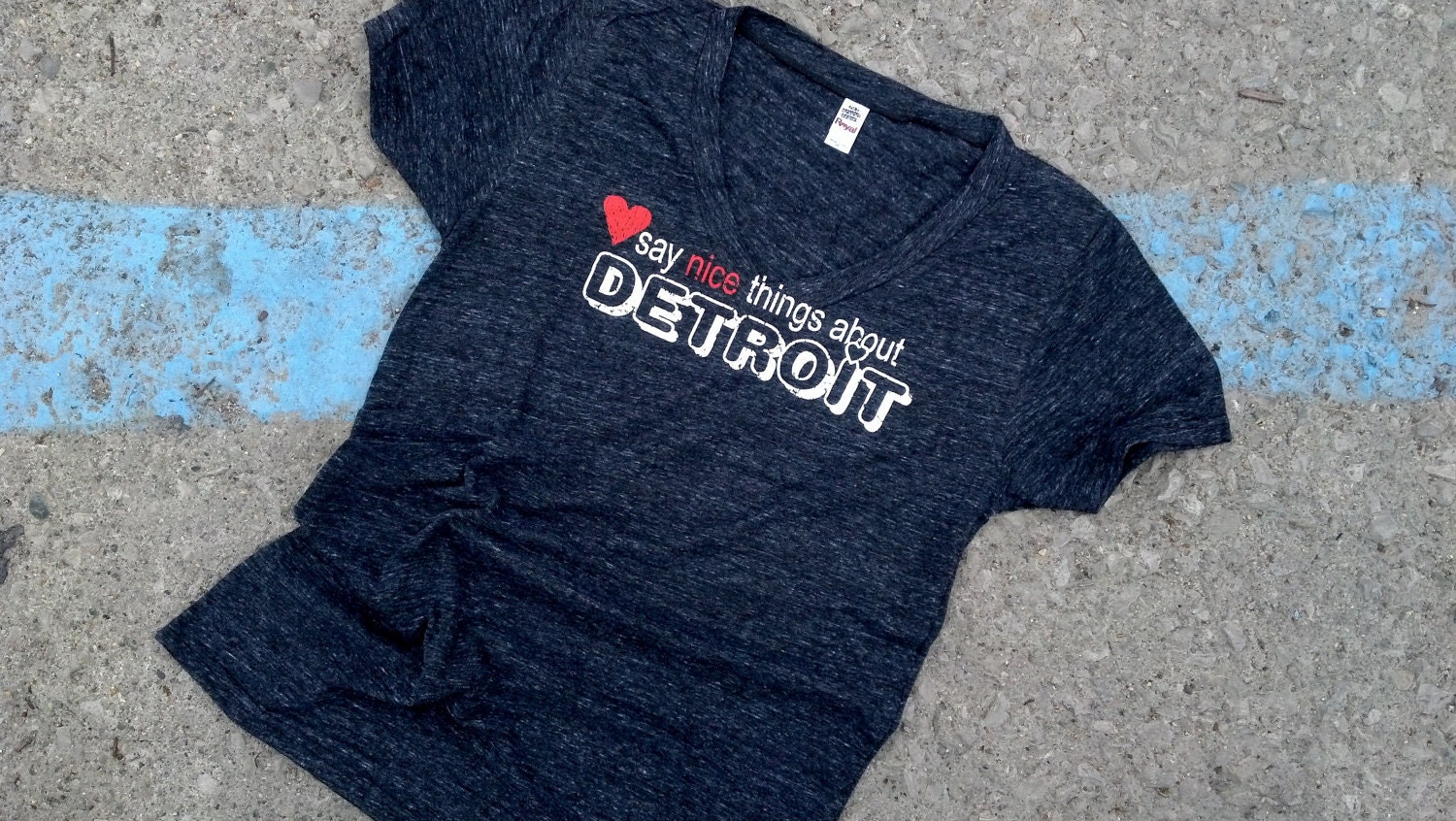 Say nice things about Detroit - Vintage Black tshirt