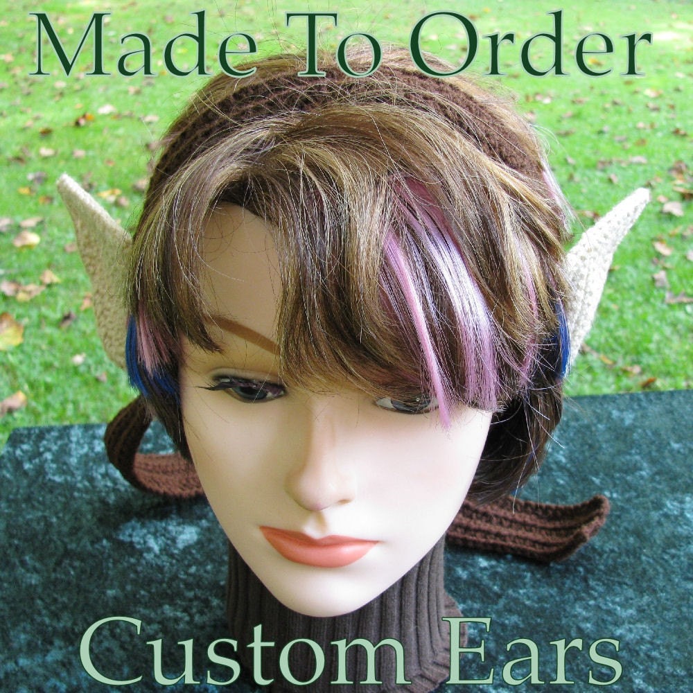 Made to Order - Crocheted Hobbit, Halfling, Gnome costume ears