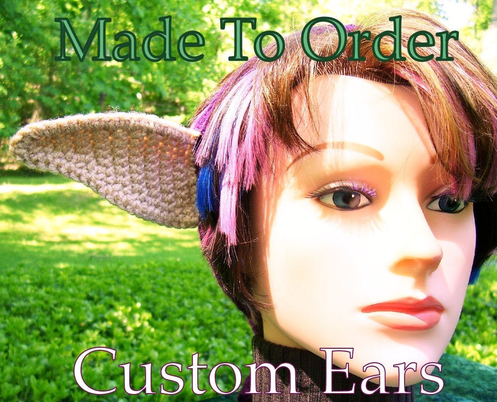 Crocheted Elf Fairy custom costume ears - Made To Order