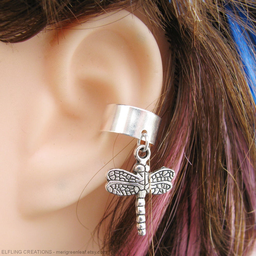 Silver Dragonfly Cartilage Ear Cuff
