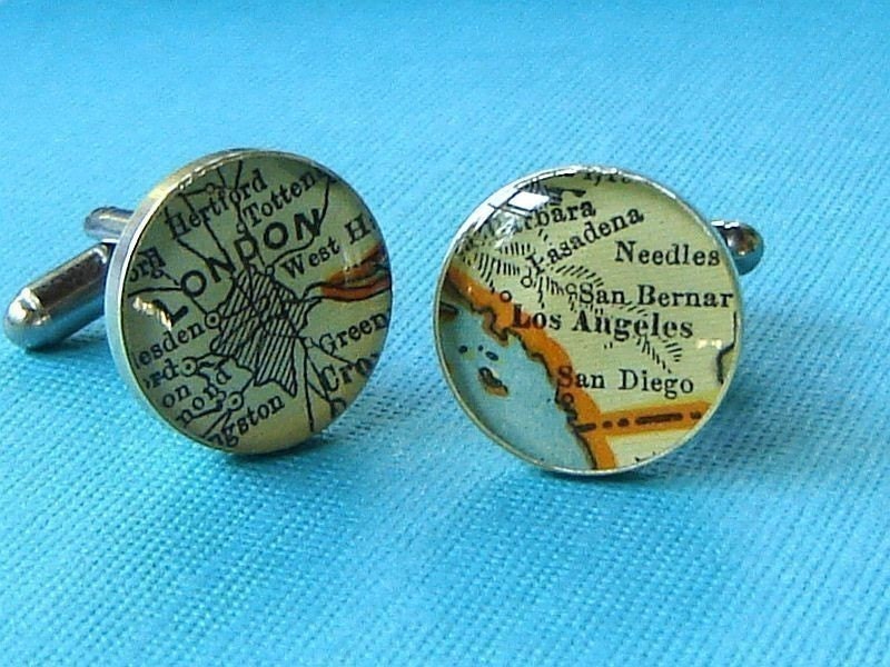 Elegant Custom Vintage Map Cuff Links