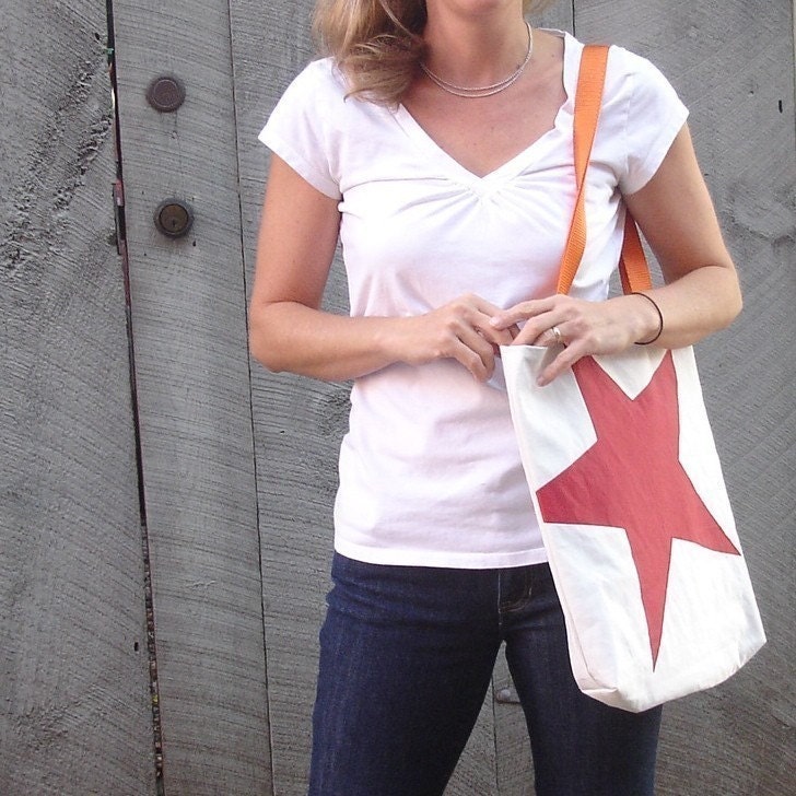Reiter8 Red Star Recycled Sail Tote Bag