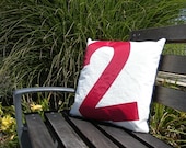 Nautical decor recycled sail pillow  - Red Number 2