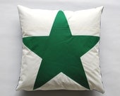 Recycled Sail Green Star Throw Pillow