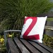 Nautical decor recycled sail pillow - Red Number 2