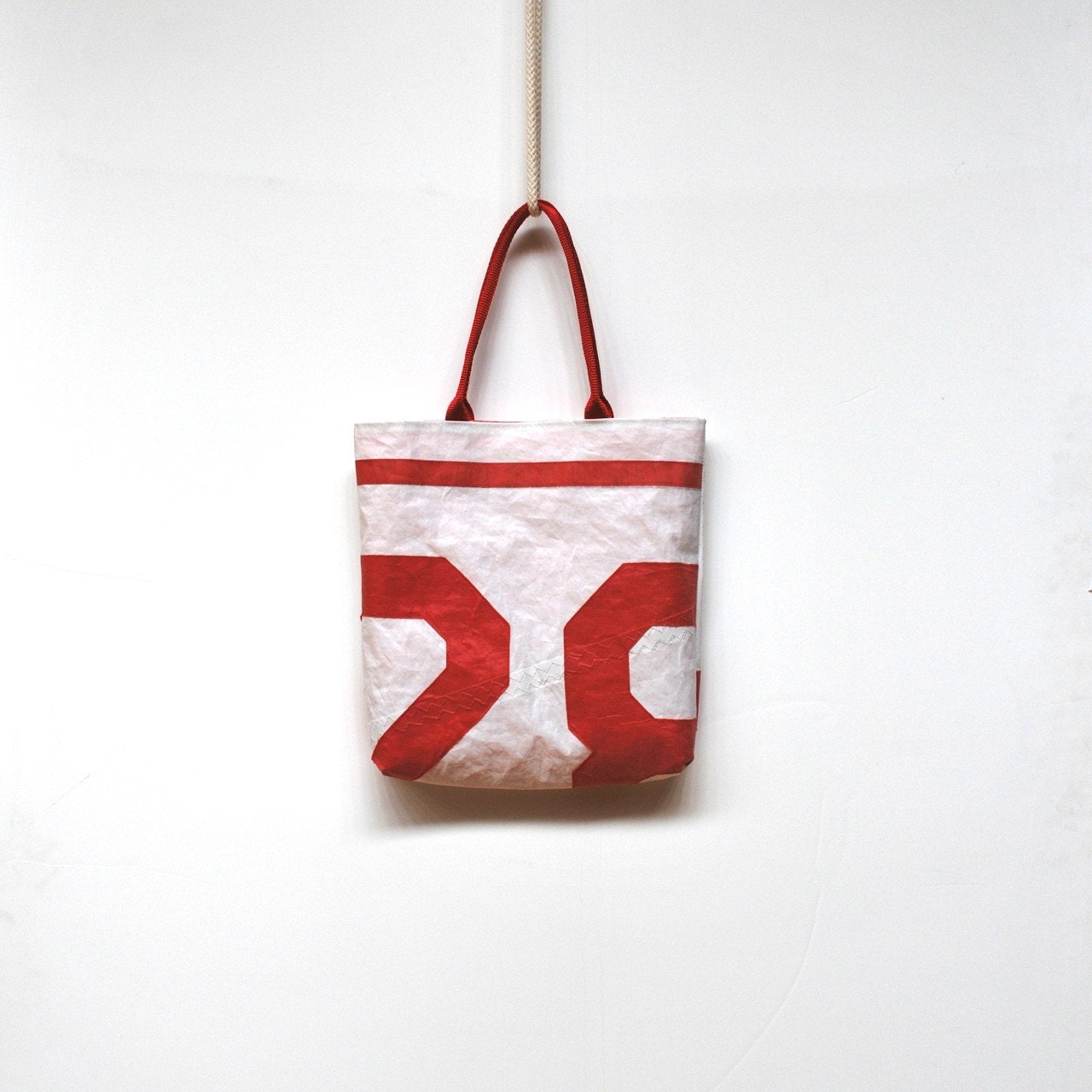Upcycled Sail Tote - Red Number 28