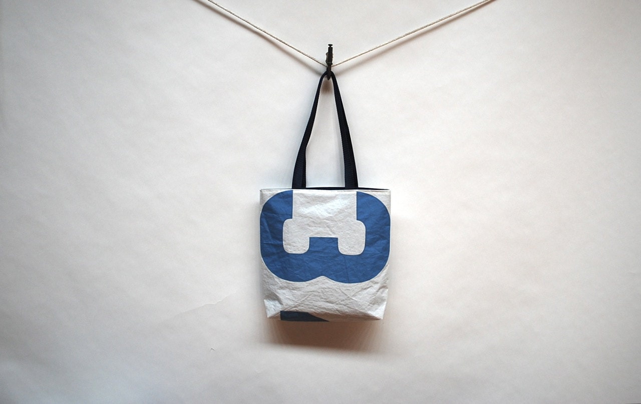 Recycled Sail Tote Bag - Blue Number 3 4
