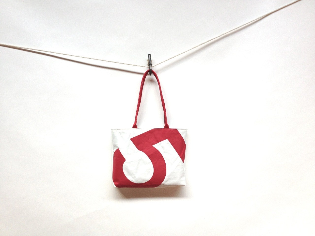Red Number 5 Upcycled Sail Purse