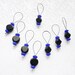 Snag Free Stitch Markers Large Set of 8 Black and BLue Glass -- N13-- Up to size US 17 (12.75mm)