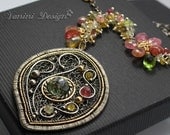 Sorbet-Fine999/sterling silver,14k Goldfill,Quartz,Tourmaline,Citrine,Sapphires,Green topaz,prehnite,red spinel,peridot Necklace