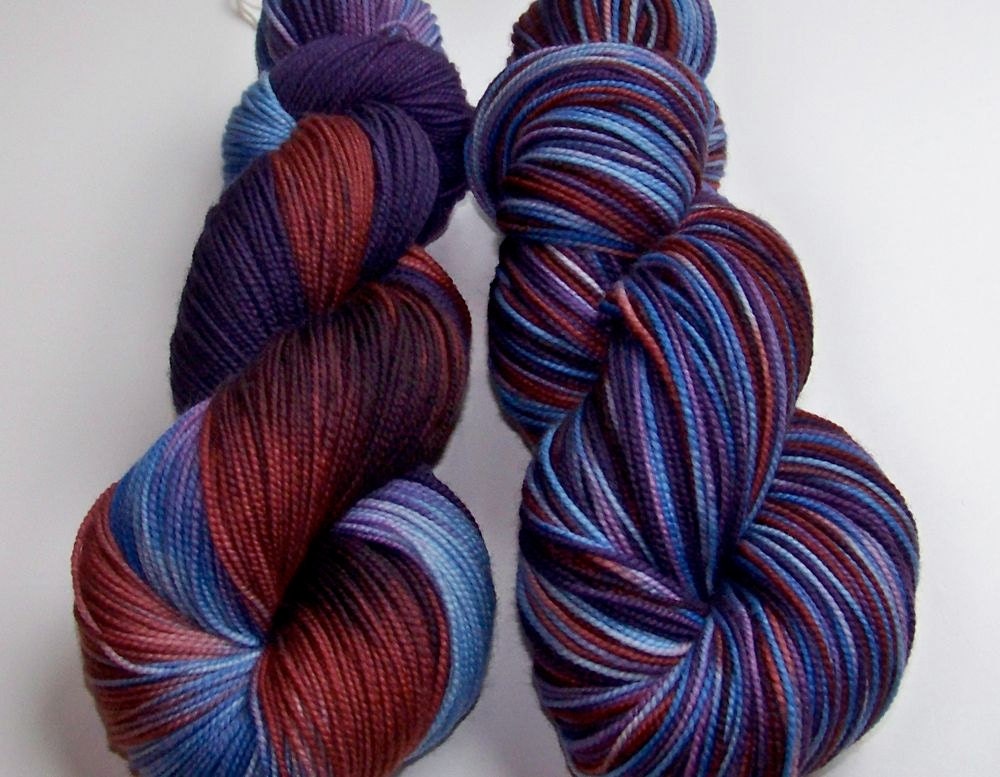 Hand Painted 2-Ply Superwash Merino and Nylon Sock/Fingering -- NCIS ZIVA