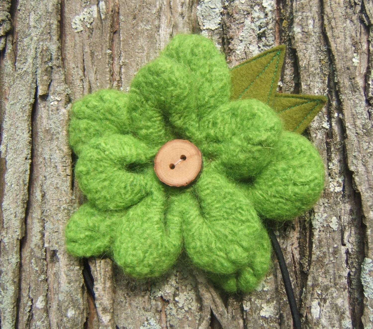 LARGE Felted wool flower stretch band CHOOSE COLOR