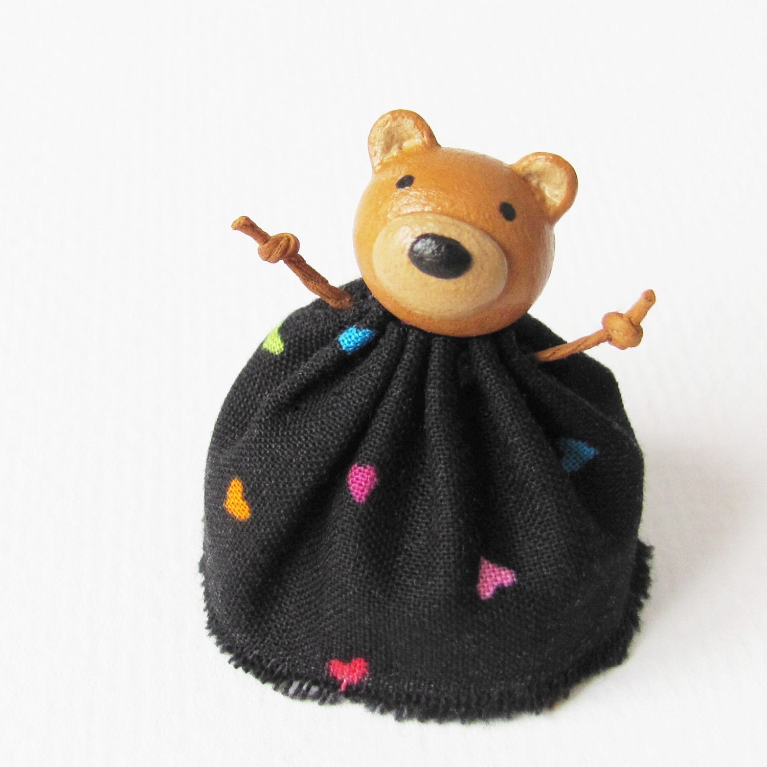 Reserved- Miniature Bear in a Dress- Polymer Clay Handmade Sculpture- Art Doll Figurine by humbleBea