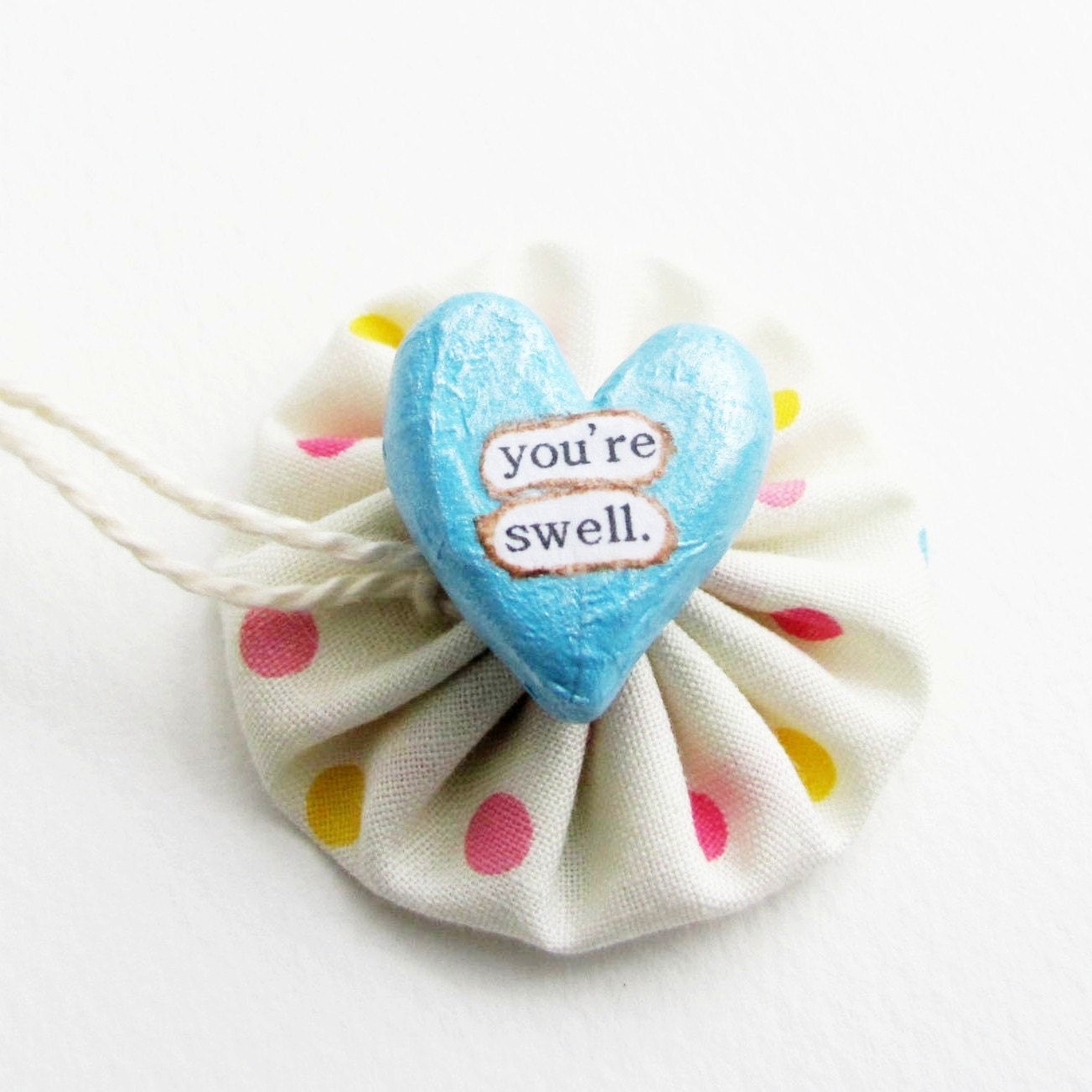 Clay Heart Token - Wee Sentiment with Fabric Gift Pouch - Friendship, Love, Compliment, Congratulations