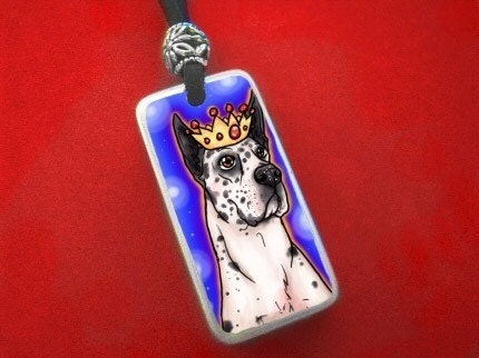 Great Dane Spoiled ORG dog art Domino Pendant