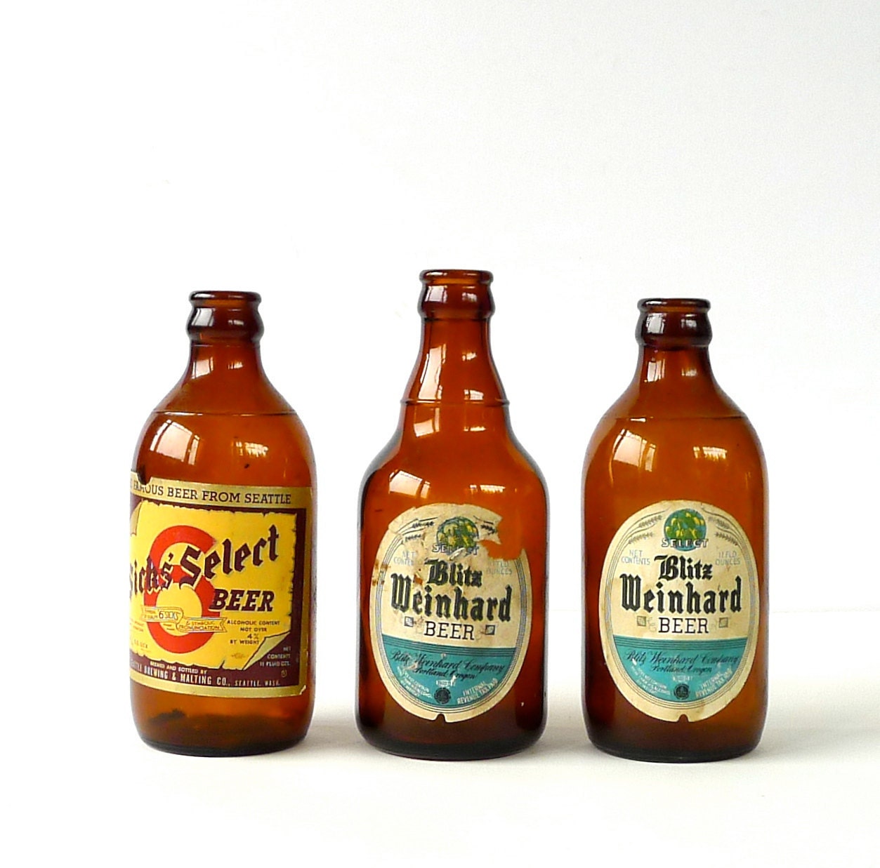 Vintage Stubbie Western Style Pint Beer Bottles from the Goonie's House