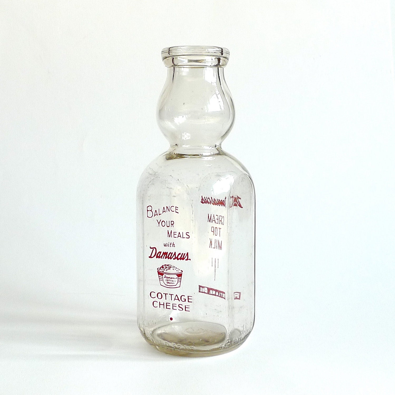 Vintage Damascus Dairy Cream Top Milk Bottle from by marybethhale