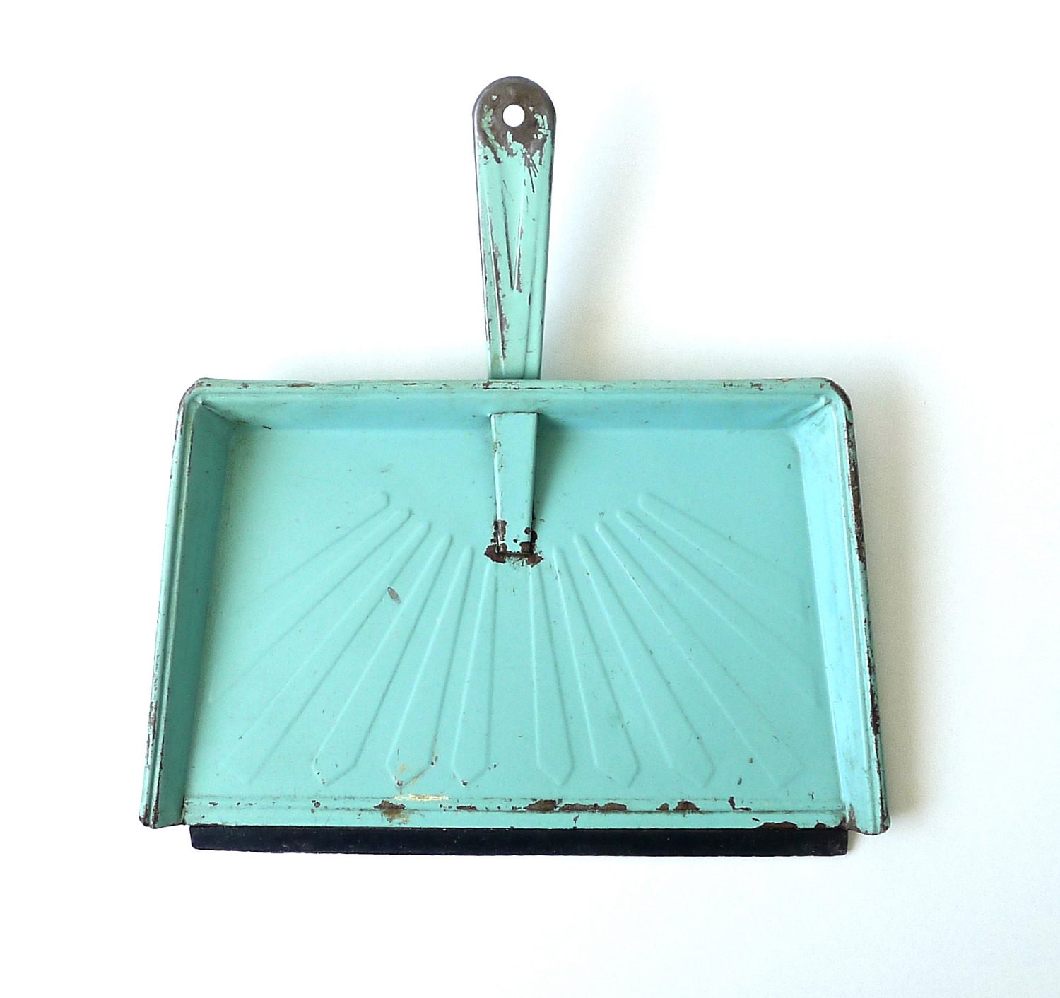 Vintage Aqua Blue Metal Dustpan