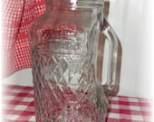 Vintage Pressed Glass 2 Quart Pitcher - Water, Lemonade. Iced Tea