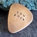 you rock... customized / personalized handstamped copper guitar pick