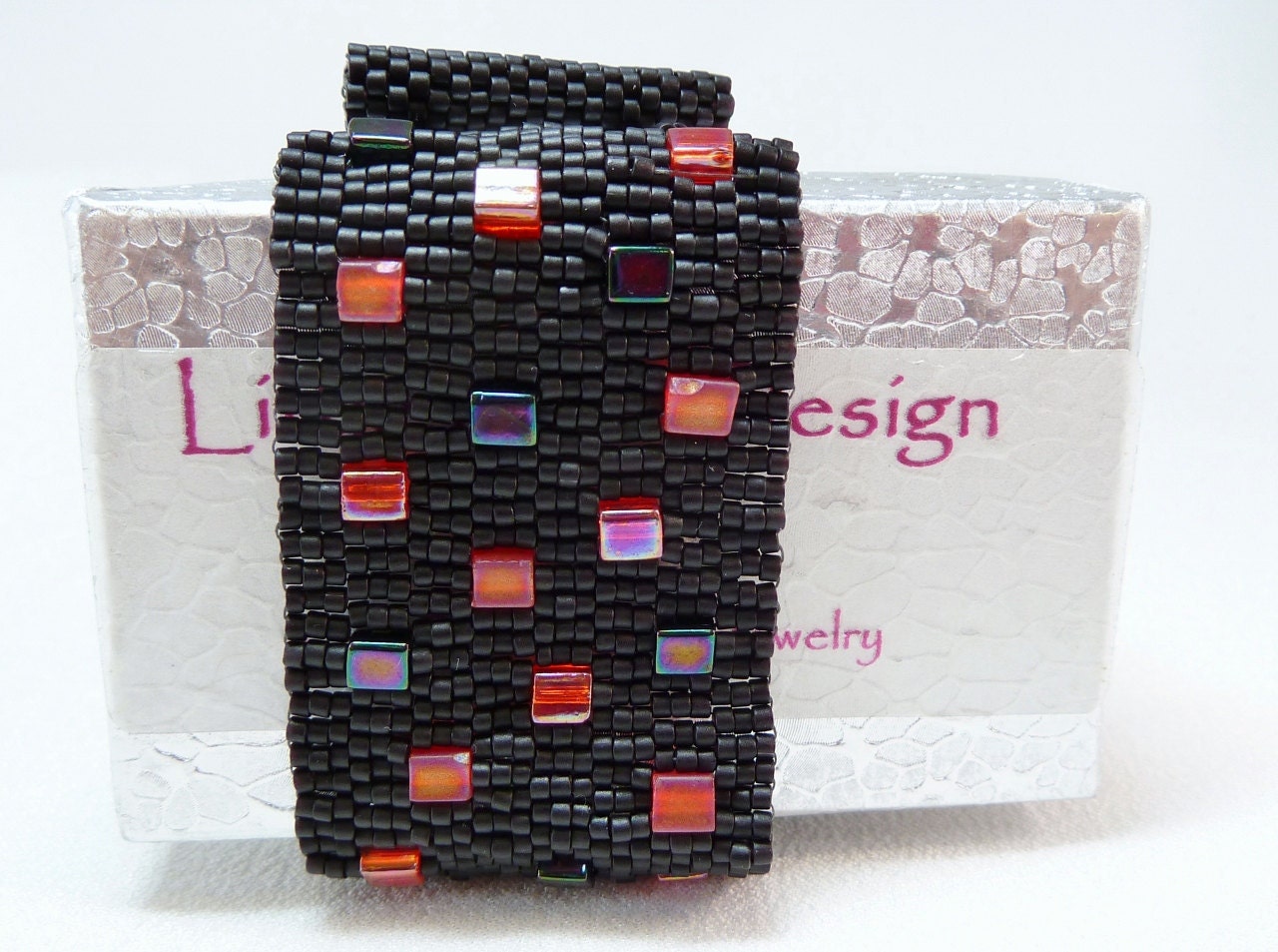 Red Bricks Beadwoven Cuff Bracelet - Another Brick in the Wall Collection