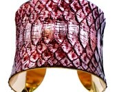 Metallic Silver and Red Snakeskin Gold Lined Cuff - by UNEARTHED
