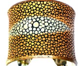Metallic Gold Genuine Stingray Leather Center Cut Cuff Bracelet