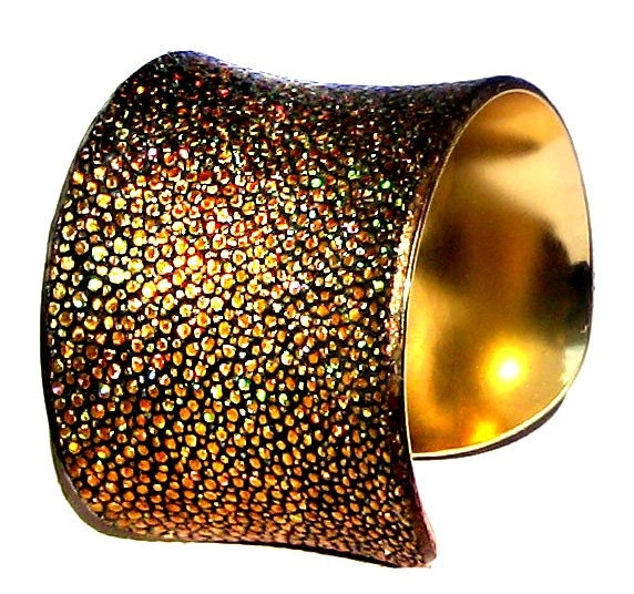 Metallic Gold Stingray Leather Cuff Bracelet Gold Lined- by UNEARTHED