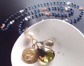 Sapphire Necklace with Kyanite, Amethyst, and a Vintage French Medallion