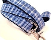Eco Dog Leash - Repurposed Blue Plaid Cotton