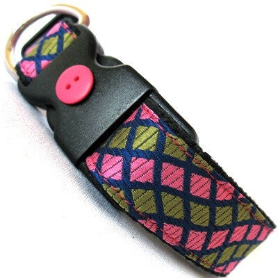 Eco Pet Collar - Recycled Pink Green Necktie