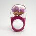 Pink Flowers and Fuchsia Resin Ring