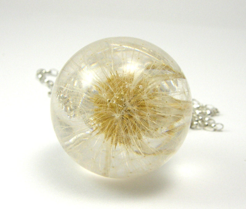 Dandelion Pendant, resin pendant, floral pendant, resin necklace