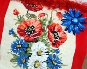 Half Price Sale Vintage Flower Needlepoint Handbag