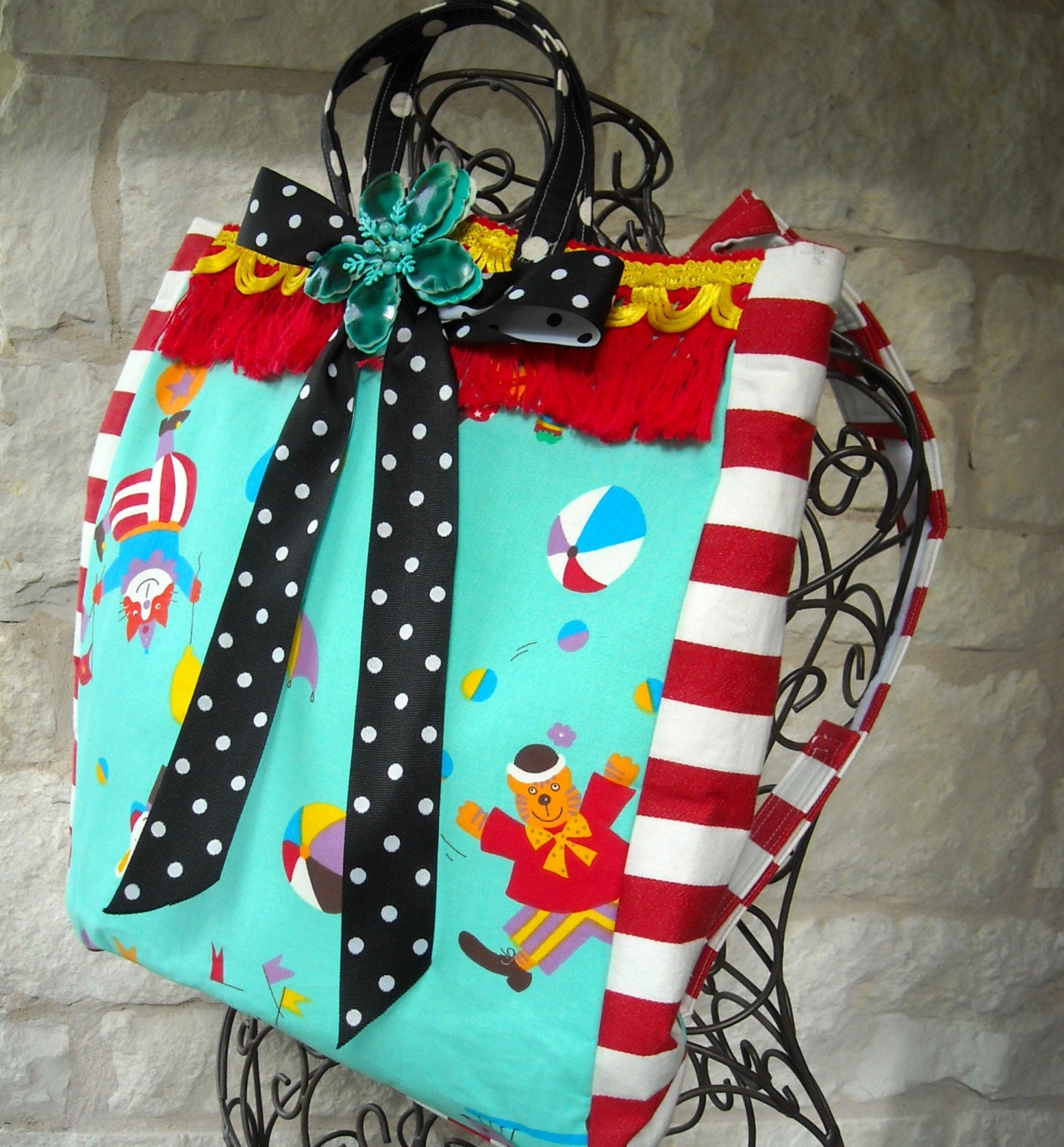 Half Price Sale Children's Backpack Diaper Bag in Vintage Fabric