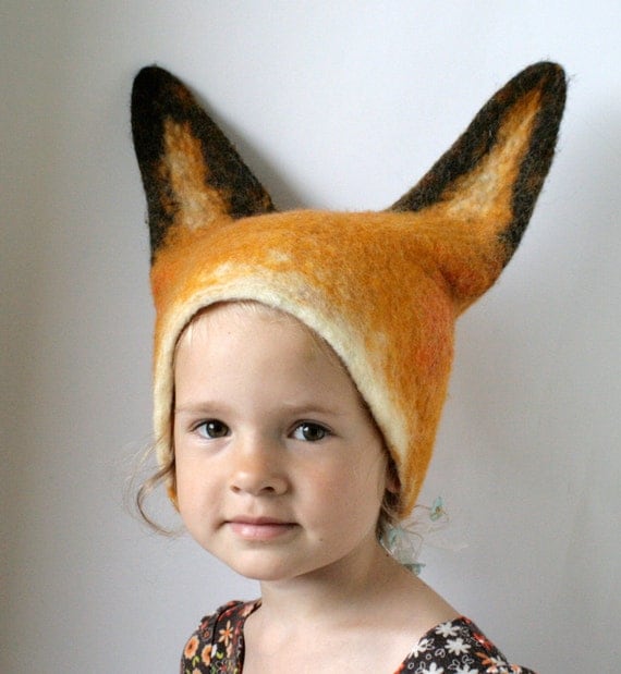 Fox Hat - Hand Felted Wool - Size Medium / Large