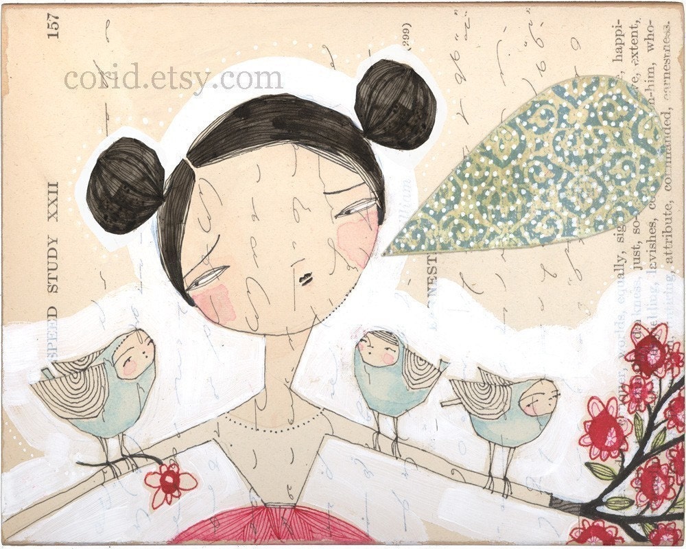 bird art print - meaningful exchange - 8 x 10 - limited edition - archival - print by cori dantini