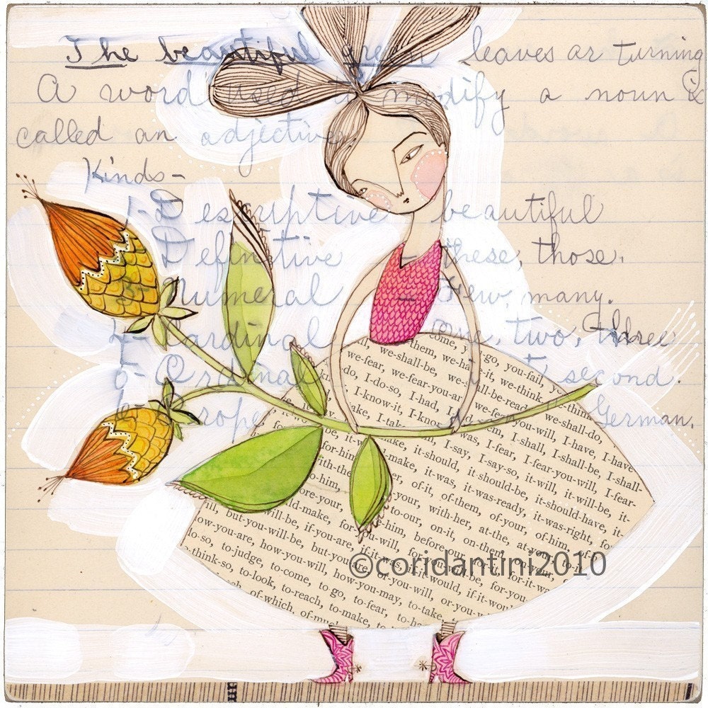 girl art print - turning beautiful - 8 x 8 inch limited edition archival print - by cori dantini