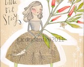 folk art painting of a woman holding chili peppers - whimsical - 8 x 10 - limited edition archival print by cori dantini
