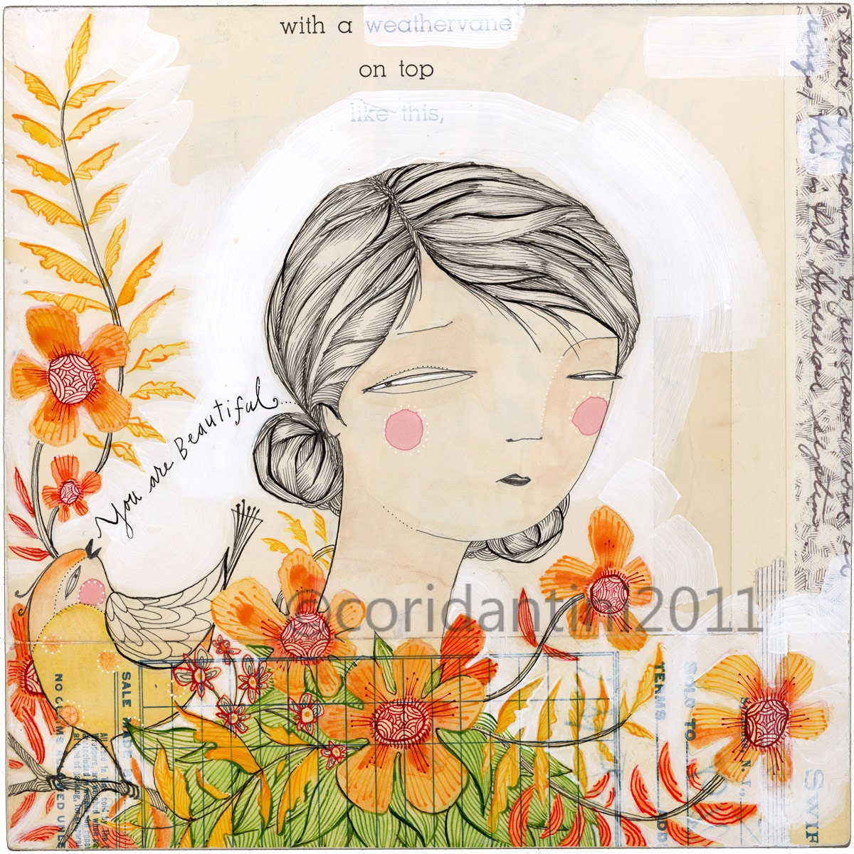 you are beautiful - 8 x 8 inch limited edition archival art print by cori dantini
