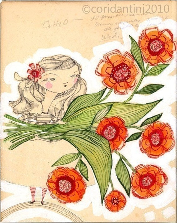 women flower print...an 8 x 10 inch archival print ... the peace offering by cori dantini