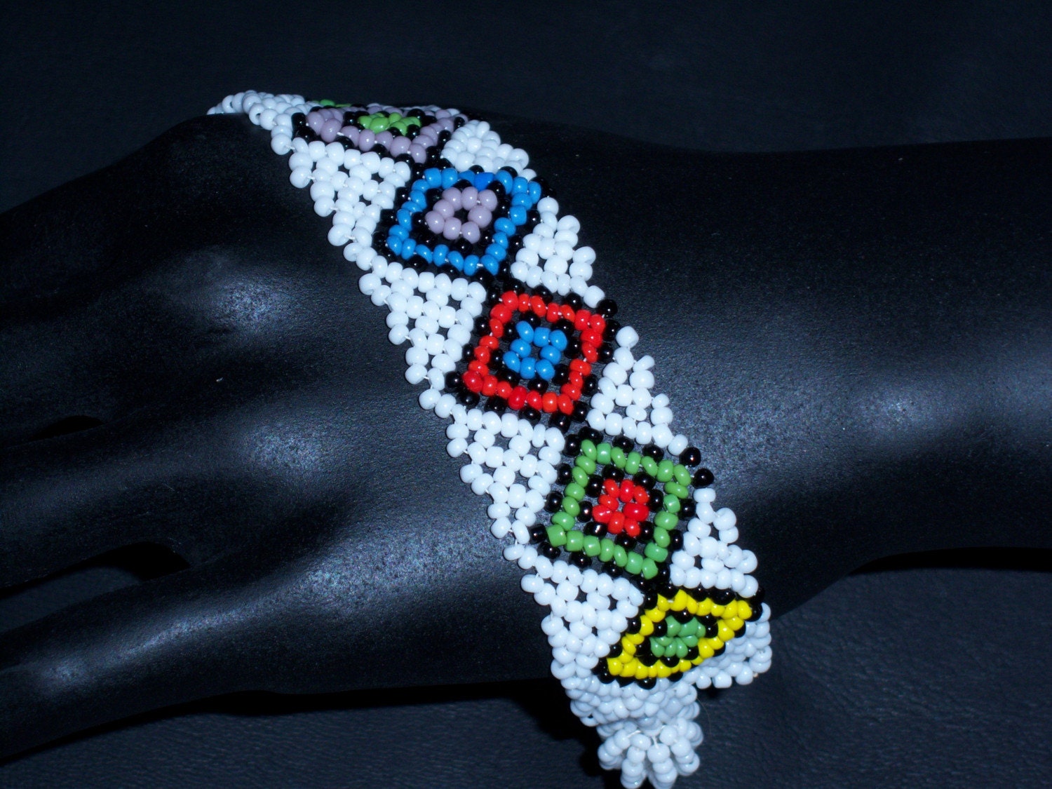 Colorful diamond pattern Bracelet - lattice weave
