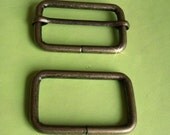 100 Sets of Antique Brass Adjustable Strap Kit with slide and rectangle ring - 1.5 Inch / 39mm Width