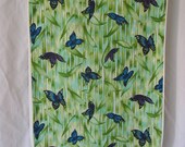 Tablerunner with 2 sides Butterflies & White Roses on White (617)