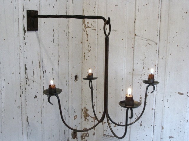 Wall Chandelier Lighting Candle Holder Hanging Wall Decor Hand Forged Iron Industrial Home Outdoor Weddings