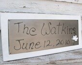 Personalized Family Name Signs Bridal Shower Gift Last Name Signs Custom Wooden Signs Established Family Sign Wedding Gift Etched in Metal