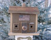 Industrial Home & Garden Birdhouse American Flag Patriotic Rustic Nostalgic Folk Art Primitive Upcycled Bird House