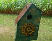 Grass Green Birdhouse Old Recycled Yellow Faucet John Deere Flair