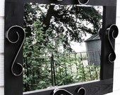 Wood Mirror Wall Decor Mirror Decorative Mirror Metal Swirls Mirror Wall Art Mirror Entryway Mirror Black 31 x 28